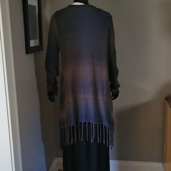 Long waterfall front cardigan coat length sweater. M/L - Picture 4 of 6